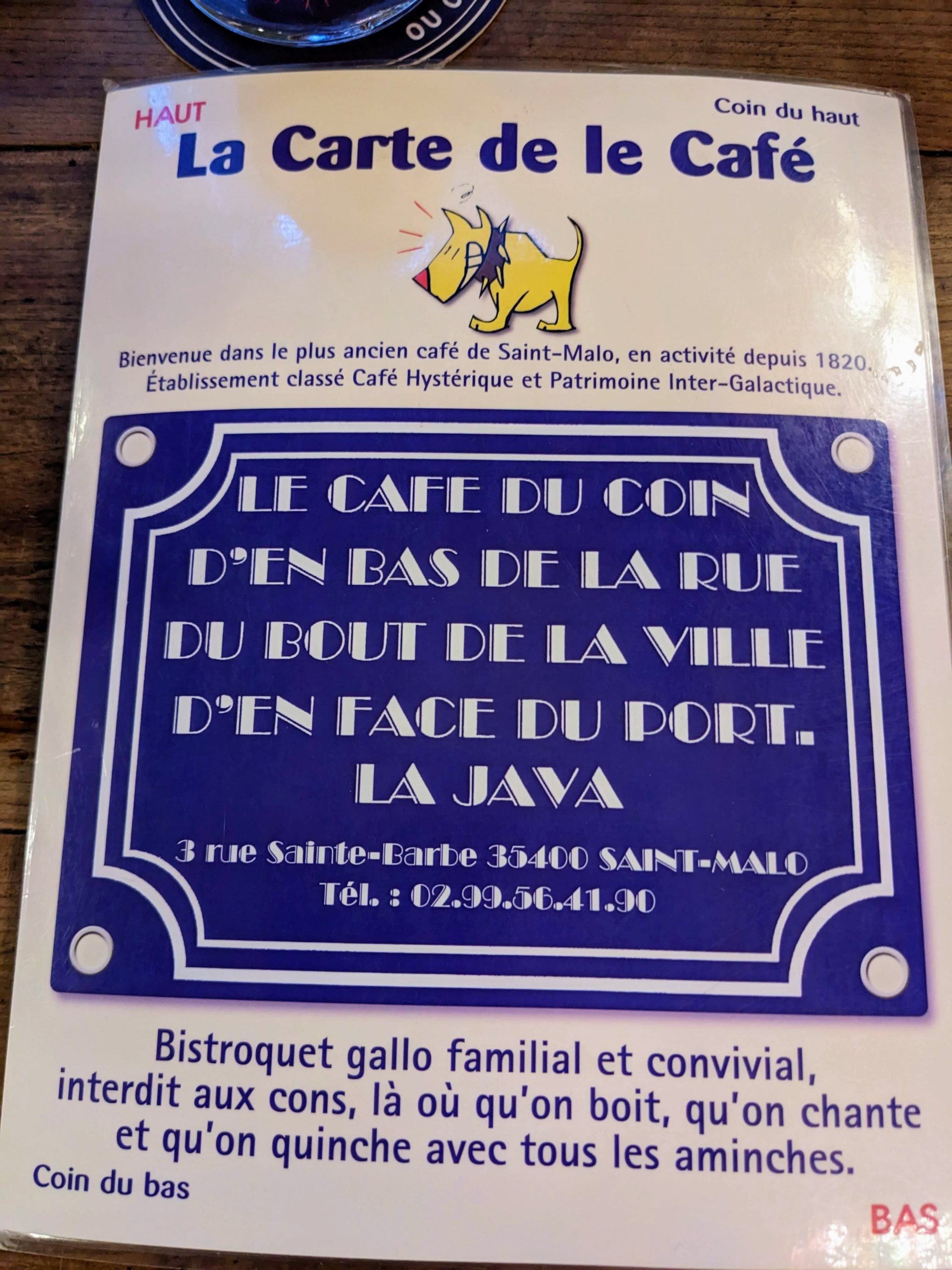 Carte de la Java à Saint-Malo